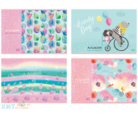 Альбом для рисования 40л., А4, на гребне BG "Mix. Девочки", ассорти, эконом