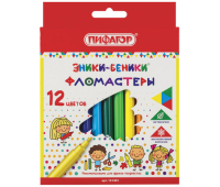 Фломастеры ПИФАГОР "ЭНИКИ-БЕНИКИ", 12 цветов, вентилируемый колпачок, 151401