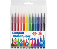 Фломастеры BRAUBERG "PREMIUM", 12 цветов, КЛАССИЧЕСКИЕ, вентилируемый колпачок, ПВХ-упаковка с европодвесом, 151934