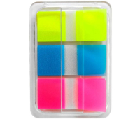 Закладки LAMARK с липким краем Z-сложения, 44х20мм, 3 цвета неон по 20л в диспенсере, пластиковые LAMARK SN1142