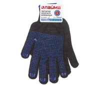 Перчатки хлопчатобумажные, 1 ПАРА, 7 класс, 70 г, 233 текс, ПВХ точка, LAIMA ПРЕМИУМ, европодвес, ЧЕРНЫЕ, 603581