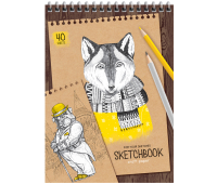 Скетчбук 40л., А5 ArtSpace "Craft style", 80г/м2, на гребне, крафт 315922