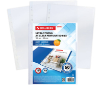 Папки-файлы перфорированные А4 BRAUBERG "МАТОВЫЕ EXTRA 600", КОМПЛЕКТ 100 шт., ПЛОТНЫЕ, 60 мкм, 229664