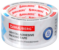 Клейкая лента упаковочная (скотч) 48 мм х 66 м КРИСТАЛЬНАЯ, индивидуальная упаковка, толщина 45 микрон, BRAUBERG, 440153