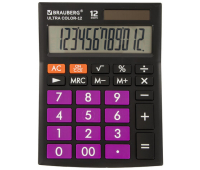 Калькулятор настольный BRAUBERG ULTRA COLOR-12-BKPR (192x143 мм), 12 разрядов, двойное питание, ЧЕРНО-ФИОЛЕТОВЫЙ, 250501