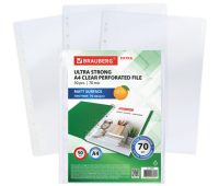 Папки-файлы перфорированные А4 BRAUBERG "EXTRA 700", КОМПЛЕКТ 50 шт., матовые, ПЛОТНЫЕ, 70 мкм, 229667