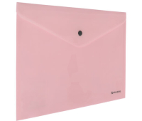Папка-конверт с кнопкой BRAUBERG "Pastel", А4, до 100 листов, непрозрачная, персиковая, 0,18 мм, 270476