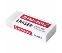 Ластик большой BRAUBERG EXTRA, 60х24х11 мм, белый, прямоугольный, экологичный ПВХ, картонный держатель, 228074