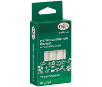 Мелки школьные Гамма, белые, 10шт., мягкие, треугольные, картонная упаковка, европодвес 292223