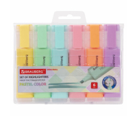 Набор текстовыделителей 6 ЦВЕТОВ, BRAUBERG "ORIGINAL PASTEL", линия письма 1-5 мм, 151698