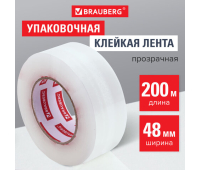 Клейкая лента упаковочная (скотч) 48 мм х 200 м, прозрачная, толщина 45 микрон, BRAUBERG ORIGINAL, 440177