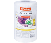 Салфетки универсальные OfficeClean, вискоза, 20*20см, 180шт., белые, в рулоне, 35г/м2