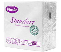 Салфетки бумажные Plushe Standart 24х24см 1сл 100шт/уп, 1791960
