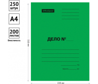 Скоросшиватель OfficeSpace "Дело", картон мелованный, 300г/м2, зеленый, пробитый, до 200л. 195078