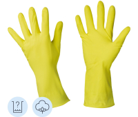Перчатки резиновые хозяйственные Luscan латекс хлопковое напыление желтые р-р M, 833924