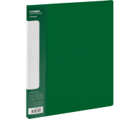 Папка на 2 кольцах СТАММ "Стандарт" А4, 40мм, 700мкм, пластик, зеленая 355281