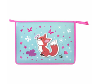 Папка для тетрадей ЮНЛАНДИЯ А4, 1 отделение, пластик, на молнии, "Lovely Fox", 271451