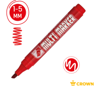 Маркер перманентный Crown "Multi Marker Chisel" красный, скошенный, 5мм