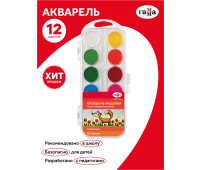 Акварель Гамма "Мультики" NEW, медовая, 12 цветов, без кисти, пластик. упак., европодвес, 211046_12, 300254/191382