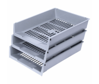 Лотки горизонтальные для бумаг, КОМПЛЕКТ 3 шт., 340х270х70 мм, серый, BRAUBERG "Office", 237256