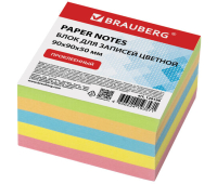 Блок для записей BRAUBERG проклеенный, 9х9х5 см, цветной, 129199