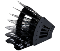 Лоток для бумаг веерный BRAUBERG "Basic" 7-ми секционный, 6 отделений, сетчатый, черный, 237019