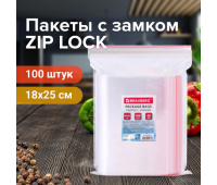 Пакеты с замком ZIP LOCK "зиплок", комплект 100 шт., 180х250 мм, ПВД, толщина 40 микрон, BRAUBERG, 606214