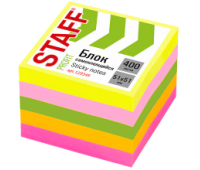 Блок самоклеящийся (стикеры) STAFF, НЕОНОВЫЙ, 51х51 мм, 400 листов, 5 цветов, 129349