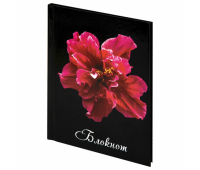 Блокнот МАЛЫЙ ФОРМАТ 110х147 мм А6, 80 л., твердый переплет, ламинированная обложка, клетка, STAFF, "Красный цветок на черном", 127212