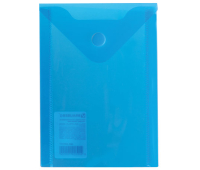 Папка-конверт с кнопкой МАЛОГО ФОРМАТА (105х148 мм), А6, синяя, 0,18 мм, BRAUBERG, 227317