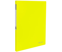 Папка с металлическим скоросшивателем и внутренним карманом BRAUBERG "Neon", 16 мм, желтая, до 100 листов, 0,7 мм, 227465