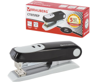 Степлер №24/6, 26/6 BRAUBERG "Germanium", до 20 листов, черный, ГАРАНТИЯ 5 ЛЕТ, 226580