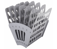 Лоток для бумаг веерный BRAUBERG "Basic" 7-ми секционный, 6 отделений, сетчатый, серый, 237020