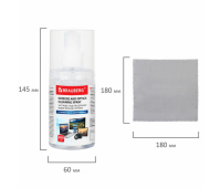 Чистящий набор для экранов всех типов и оптики BRAUBERG, комплект салфетка и спрей, 200 мл, 513560