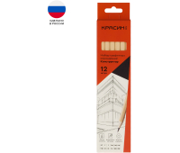 Набор карандашей ч/г Красин "Конструктор" 12шт., 2Т (2H), Т(H)-2, ТМ (HB)-4, М (B)-3, 2М (2B)-2, шестигран., заточен., карт. упаковка., европодвес, С-358, 346235