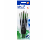 Кисти BRAUBERG PREMIUM, набор 5 шт. (из ворса пони круглые № 1, 2, 3, 4, 5), блистер, 201022