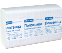 Полотенца бумажные лист. OfficeClean Professional(Z-сл) (H2), 1-слойные, 190л/пач., 22,5*20,5 см, тиснение, белые, 361852