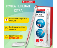 Ручка гелевая BRAUBERG "EXTRA", КРАСНАЯ, корпус прозрачный, узел 0,5 мм, линия 0,35 мм, 143903