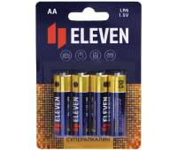 Батарейка Eleven SUPER AA (LR6) алкалиновая, BC4 4 шт/уп