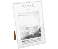 Рамка 21х30 см белая, пластик, багет 8 мм, BRAUBERG "Slim", плотный задник с ножкой, акриловый экран, 391314