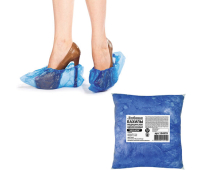 Бахилы КОМПЛЕКТ 100 штук (50 пар) в упаковке, ЭКОНОМ, размер 40х14 см, 1,8 г, ПНД, ЛЮБАША, 104978