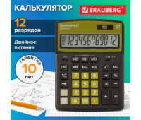 Калькулятор настольный BRAUBERG EXTRA-12-BKOL (206x155 мм), 12 разрядов, двойное питание, ЧЕРНО-ОЛИВКОВЫЙ, 250471