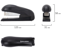 Степлер №24/6, №26/6 BRAUBERG "UNIVERSAL", до 30 листов, на 100 скоб, черный, 272716