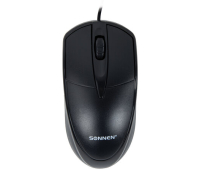 Мышь проводная SONNEN B61, USB, 1600 dpi, 2 кнопки + колесо-кнопка, оптическая, черная, 513513