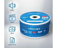 Диски DVD+R (плюс) CROMEX, 4,7 Gb, 16x, Bulk (термоусадка без шпиля), КОМПЛЕКТ 50 шт., 513774