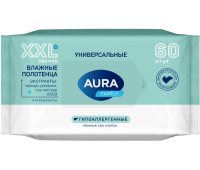 Полотенца влажные Aura "Family", 60шт., для всей семьи, 371864