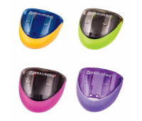 Точилка BRAUBERG "Space", 2 отверстия для чернографитных карандашей (в том числе утолщенных), резиновый упор, с контейнером, ассорти, 223589