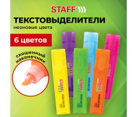 Набор текстовыделителей 6 НЕОНОВЫХ ЦВЕТОВ, STAFF "EVERYDAY HL-720", линия 1-5 мм, скошенный наконечник, 152556