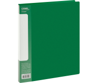 Папка на 2 кольцах СТАММ "Стандарт" А4, 25мм, 700мкм, пластик, зеленая, ММ-30590, 355276