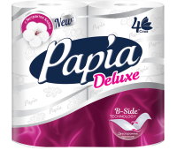 Бумага туалетная быт., спайка 4 шт., 4-слойная (4х16 м), PAPIA DELUXE, белая, 5080736, 112045, 260063